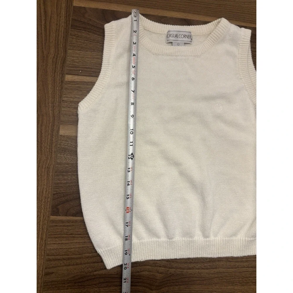 Casual Corner Cream Sweater Vest 80s 90s Cotton Ramie Women's